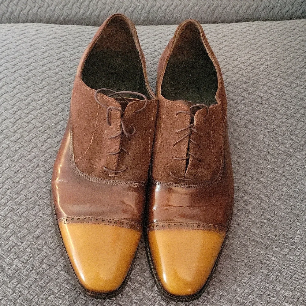 VellaPais Men's Dark/Light Brown Leather/Suede Oxford Shoes SZ 10 Style 4114 - Picture 1 of 10